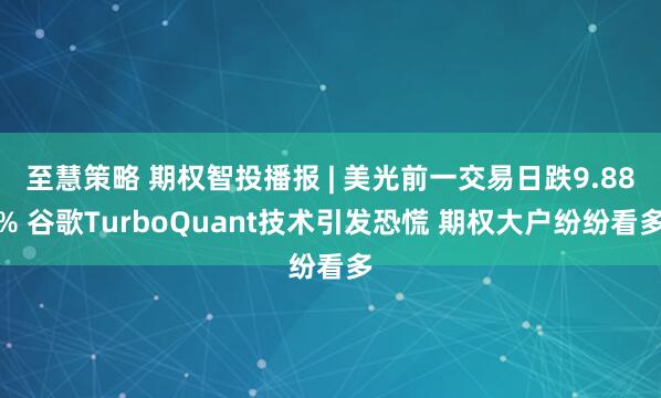 至慧策略 期权智投播报 | 美光前一交易日跌9.88% 谷歌TurboQuant技术引发恐慌 期权大户纷纷看多